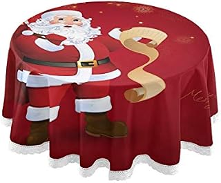 Mnsruu 152.4 CM Round Christmas Snowflake Snow Red Tablecloth Table Cloth Cover Decorative Lace Macrame for Buffet Table, Party, Holiday Dinner