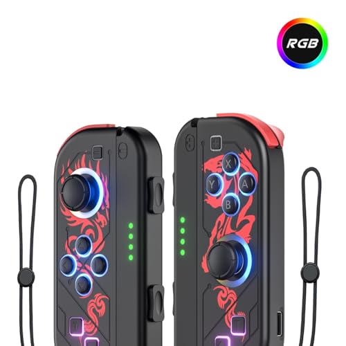 GGiking Switch Controller Kompatibel mit Switch/OLED/Lite, Ersatz für Switch RGB-LED Kabellose Controller mit Dual Vibration/6-Axis Motion Control/Wake Up/Turbo Function