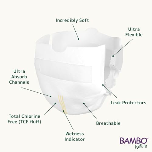 Image of Bambo Nature Premium Baby Tape Diapers for Premature Baby XXS Size (1-3 Kgs) - Super Absorbent, Breathable, Extra Soft, Dermatologically Tested, Hypoallergenic Nappies With Wetness Indicator, 24 Count