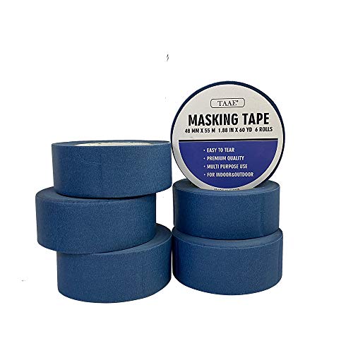 TAAE 6 Pack 1.89 inch Blue Painters Tape,Easy to Remove Good Adhesive and No Residue, Painting Tape, Blue Painters Tape, Masking Tape, 360 Yards