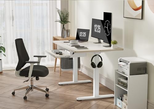 Image of Claiks Electric Standing Desk 48x24 Inches with Keyboard Tray Natural