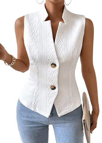 Mina Women's Sleeveless Sweater Vest – White Lightweight Trendy Top