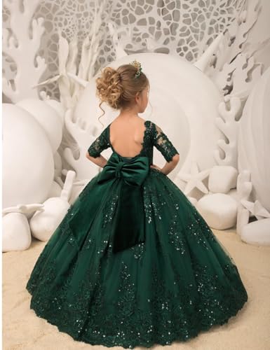 Sequins Lace Appliques Flower Girl Dress Tulle Tutu Pageant Dress Party Gowns for Girls First Communion Dress for Teen Girls4