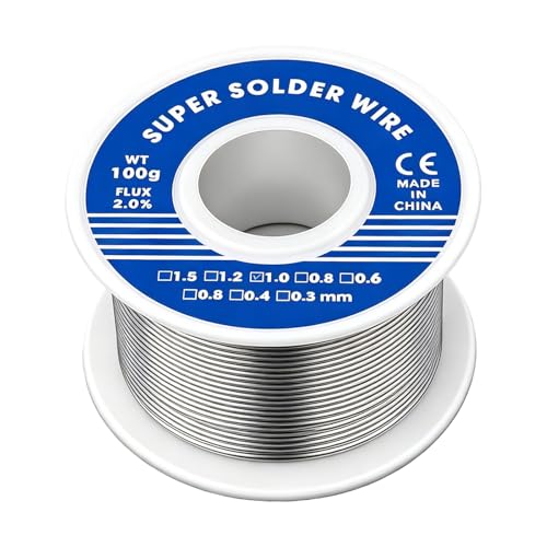 1mm Fil de Soudure 100g Fil Étain à Souder avec Noyau de Colophane Etain a Souder Electronique Bobine d'étain à Souder Avec Flux pour Soudure la...