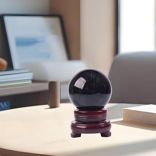 Idée cadeau cristal de roche obsidienne noire sphère décorative de 10 cm
