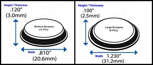 Round Clear Adhesive Bumpers Combo (Large, Medium) - Transparent Self Stick Rubber Pads for Glass Table Top, Furniture, Laptop, Mirrors - 20 PCs