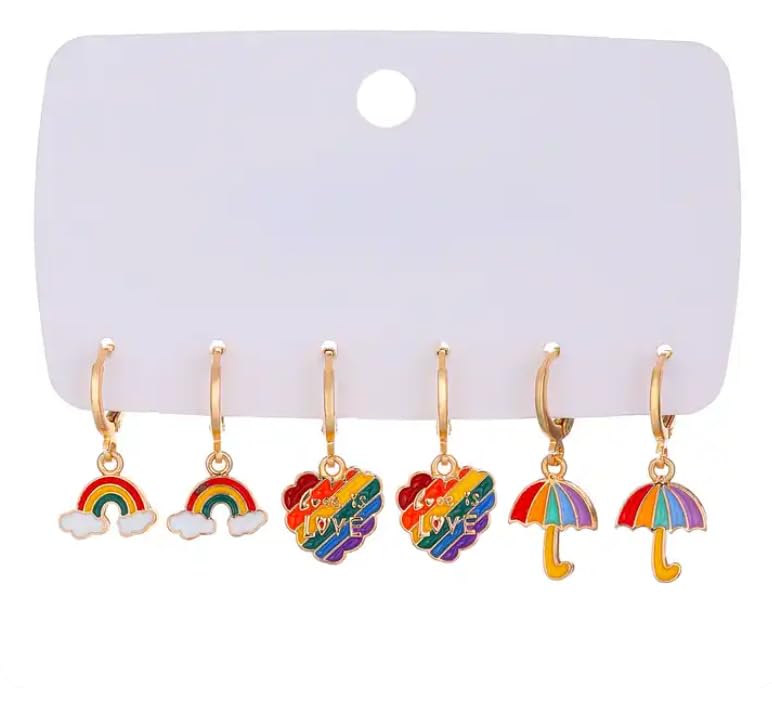 3 Pair Rainbow Jhumki Earrings For Girls Women Korean Western Fashion Earring Earring Set Drops & Danglers Jhumki Earring Hoop Earring Multicolor Gold Plated (B0CQWPVVJM) Amazon Price History, Amazon Price Tracker