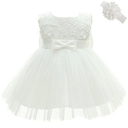 Coozy Baby Girl Dress Christening Baptism Party Formal Dress for Toddler (3M/0-6months, Ivory)