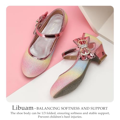 Girls Dress Shoes Toddler Princess Shoes Glitter Flower Little Girl Flats Mary Jane Heels for Party Wedding 6