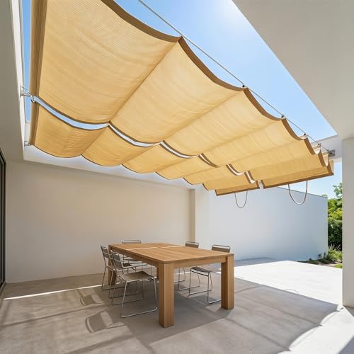 Voile d'ombrage wave rétractable respirante de W2.6 x L15m pour pergola - 4