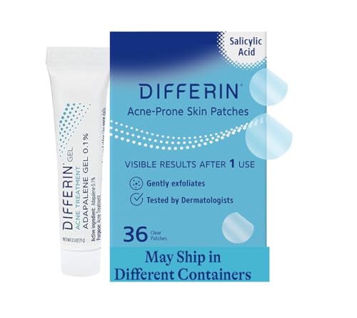 Differin Acne Treatment Gel and Differin Patches Set: 36 Power Patches, 18 large and 18 small patches for acne-prone skin and A30 day retinoid treatment with 0.1% Adapalene, Mother's Day Gifts - 2