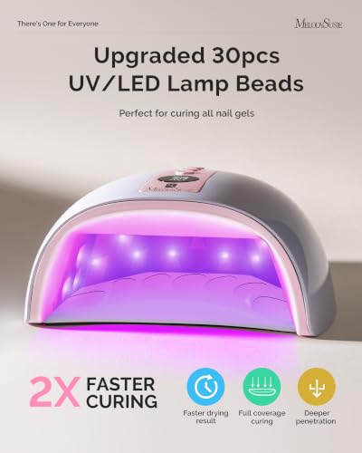 Image of MelodySusie Cordless UV Nail Lamp with 3 Timers & Smart Sensor, 2026 Uprgraded P-Plus30G Rechargeable UV Light Cures All Gels, Especially Builder, Hard, Extension, Acrylic & Chrome Gel Polishes Pink