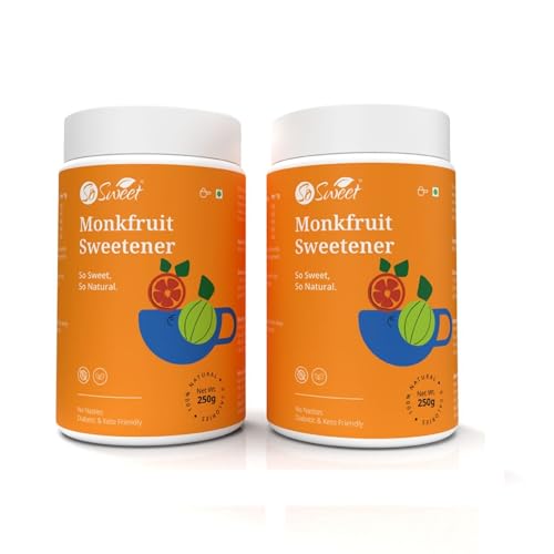 Image of So Sweet Monk Fruit Sweetener - 100% Natural, Zero Calorie, 500gm, Diabetic & Keto-Friendly, Pack of 2 (250g Each), Ideal for Healthy Baking and Cooking, Perfect Sugar Alternative