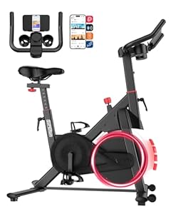 Superun Exercise Bike for Home Use Spin Bike with Adjustable Magnetic Resistance, Stationary Bike with LCD Display and APP, 136 kg Weight Capacity
