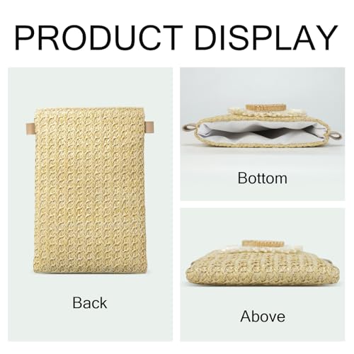 Straw Small Crossbody Bags for Women,Flower Beach Clutch Purse for Summer Vacation,Mini Cell Phone Shoulder Bags4