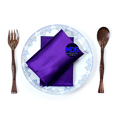 Mds Pack Of 50 Wedding Satin 12"X 12" Square Dinner Napkin Or Handkerchief For Wedding Banquet Decoration - Cadbury Purple #TOP4