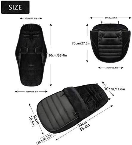 Winter Baby Footmuff, Universal Fitting for Cosy Toes Infant Stroller Sleeping Bag Warm Thick Velvet Pram Liner Waterproof Windproof Detachable Pushchair Liner, for Pushchair Car Seat (Black)