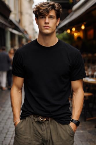 Image of INKKR Men's Solid Round Neck Half Sleeve Classic Cotton Bio-wash T-Shirt Combo | Crew Neck Cotton Tshirt for Men Combo