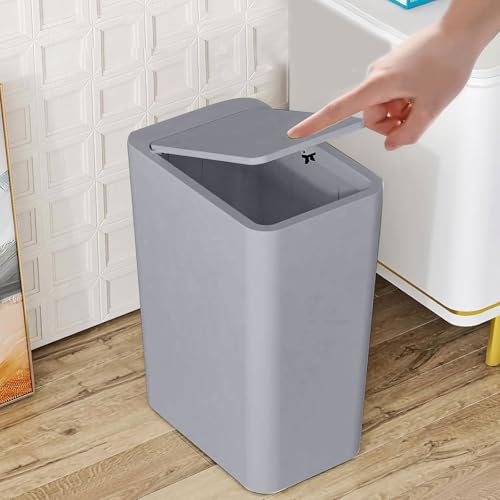 Caneca de basura pequeña de plástico 15 litros con tapa press gris