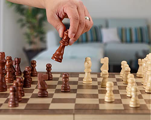 Playvibe P012A Wooden Chess Set 15'' - Checkers & Chess Board Game thumb #4