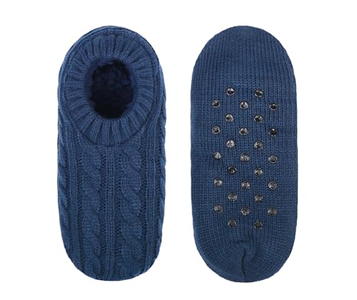 Panda Bros Mens Super Soft Warm Cozy Fuzzy Fleece-lined Winter Slipper socks With Grips, Size 6-11