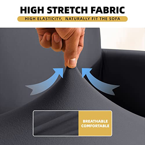 Arfntevss Couch Covers For 3 Cushion Couch Sofa Cover For Dogs 7 Piece Water Resistant Stretch Soft 3 Seat Sofa Slipcovers Living Room Anti Slip Magic Pet Funiture Protector (Dark Gray, Large) #TOP2