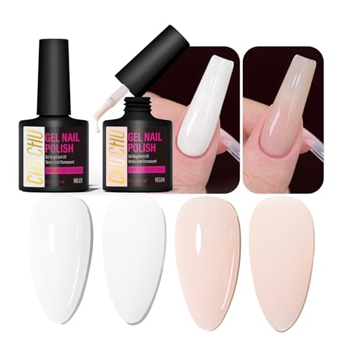 Gel Nail Polish for Manicure: Nude and Milky White Jelly Colors U...