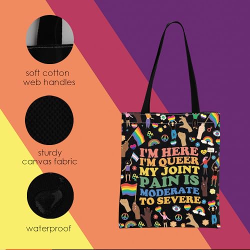 Bolso tote MNIGIU con bandera arcoíris para orgullo LGBTQ+ miniatura 3