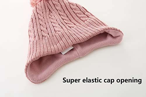 Girls Winter Hat Knitted Earflaps Toddler Beanie Thicken Fleece Lining Kids Winter Hat For Baby Girls #TOP2