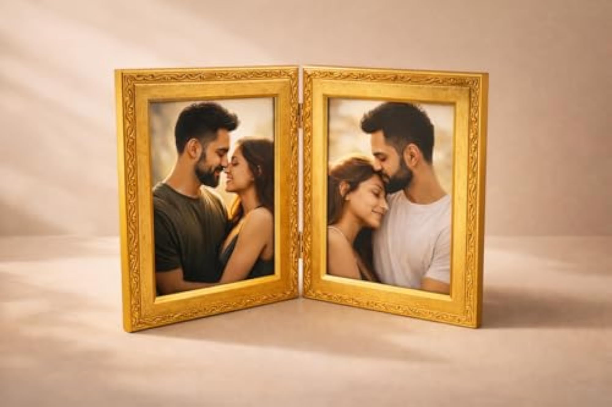 5x7 Golden Double Hinged Photo Frame for Table