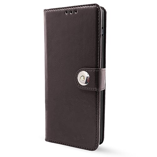 Image of Pikkme OnePlus 11R 5G Flip Cover Leather Finish | Inside TPU with Card Pockets | Wallet Stand and Shock Proof | Complete Protection Button Flip Case (Coffee)