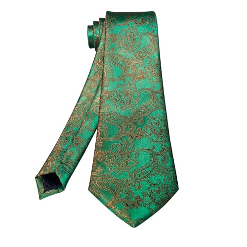 Image of 5PCS Mens Silk Designer Tie, Pocket Square, Cufflinks, Drilled Tie Ring and Lapel Pin Set for Wedding Groom Party