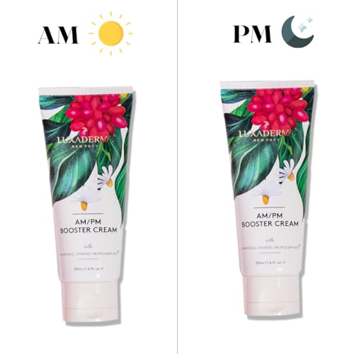 Image of LuxaDerme AM /PM Booster Cream | Multi-Purpose Korean Face Moisturizer For Dry, Combination Skin I Clinically Proven Actives to Boost Hydration, Improve Skin Texture & Reduce Pigmentation | Non-Comedogenic Lightweight with Chamomile & Shea Butter | Vegan Skincare for Men & Women | 50ml