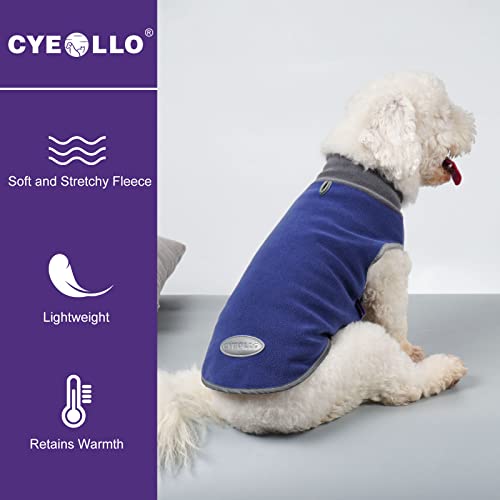 Image of cyeollo 2 Pack Dog Sweaters for Small Dogs Stretchy Sweatshirt Fleece Vest Pullover Dog Coat Reflective Pet Small Dogs Clothes Coats, Navy & Grey L