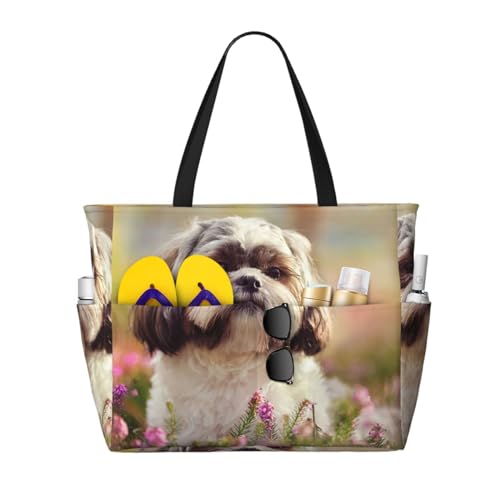 Sac de plage Shih Tzu grand sac femme pour résoudre le manque de place estival