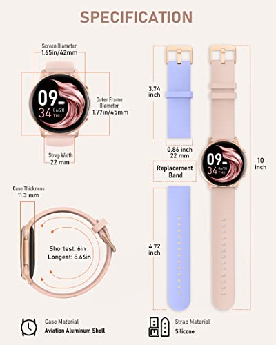 Niuffit Round Face Smart Watch 2023, 16 Sports Modes Heart Rate Spo2 Sleep Monitor Smartwatch Iphone/Android Compatible, 3Atm Waterproof Fitness Activity Tracker Smart Watches For Women #TOP6