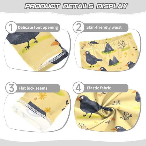 Crow Cartoon Girls Leggings,Workout Leggings for Girls Toddler Athletic Legging Size for 3-10T3