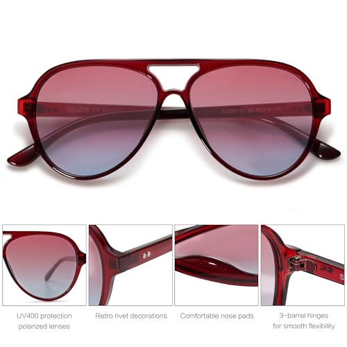 Image of SOJOS Classic Polarized Aviator Sunglasses for Women Men, Retro Trendy Aviators Shades SJ2201