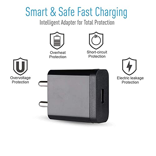 Image of ZXN Fast C-Type Charger for Xiaomi Redmi Note 7, Note 7S, Note 7 Pro, Note 8, 8A,Note 8 pro, Note 9 Pro, Mi A1, Mi A2, Mi A3 with 1 Mtr. Type-C Data Cable-Black (zxn-zttbgt-999-r)