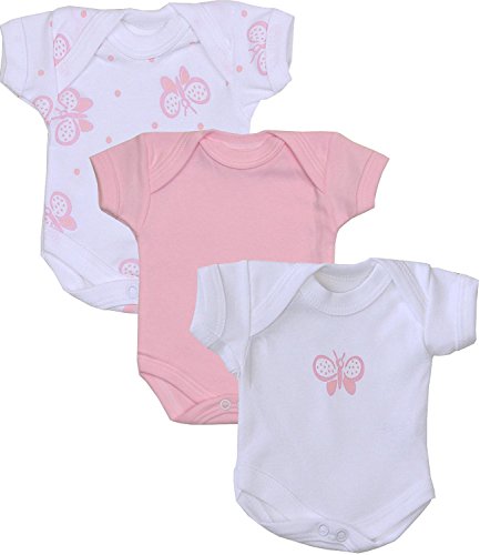 Babyprem Bebé Prematuro Conjunto 3 Chalecos de Bodies Mono Ropa Algodón Rosa Niñas 38 44cm Mariposa Rosa P2