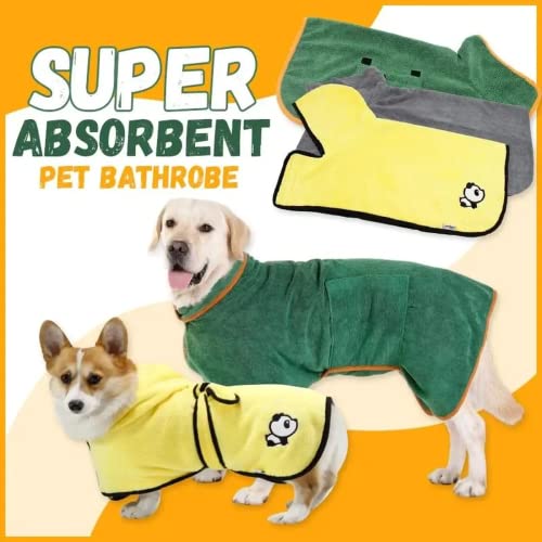 Peignoir pour chien en microfibre absorbante jaune taille M