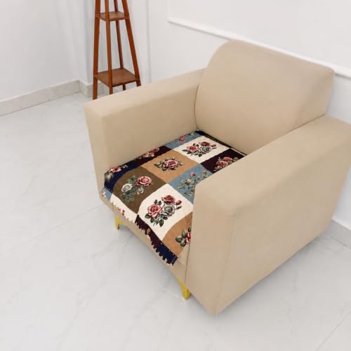 Image of Homerz Premium Printed Quilted Velvet Sofa Slip Cover Protector with Tassels, Sofa Mat, Exact Size, Antislip Cover (Milan, 1 Seater, Half)