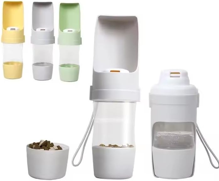 Miniatura 2 de Botella de agua portátil para perros, agua de viaje con recipiente para alimentos, a prueba de fugas y botella de agua ligera para perros, artículos