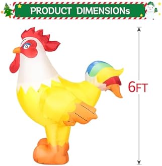 DomKom 6FT Christmas Rooster Inflatables Blow up Animals Cute