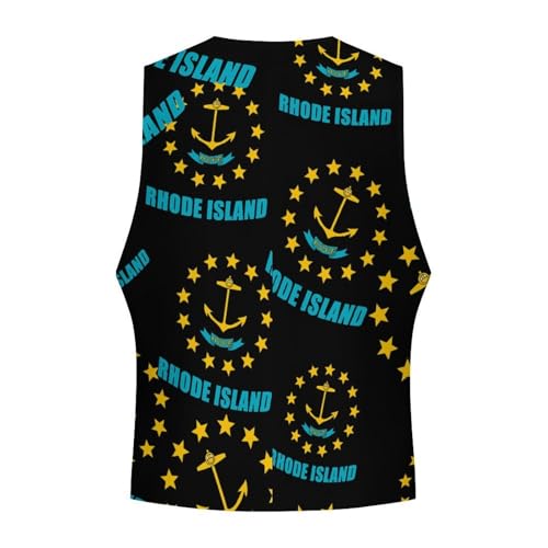 Rhode Island Flag Casual Suit Vest for Men Formal Business Dress Regular Fit Waistcoat Tuxedo4