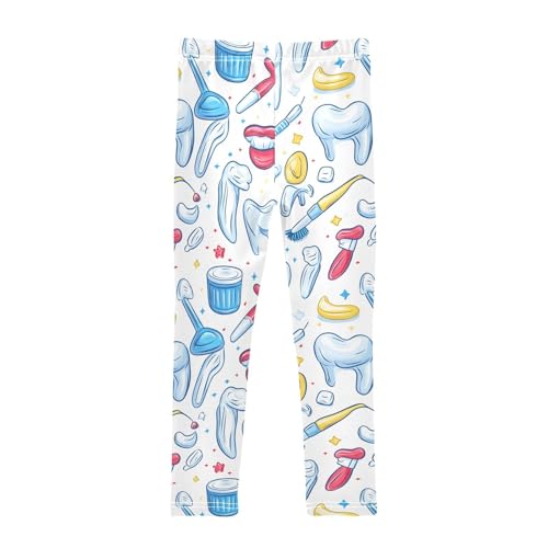 Dental Tooth Star Colorful Girls Leggings Kids Yoga Pants Dance Active Tights 4T2