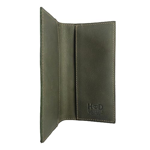 Image of Hide & Drink, Checkbook Cover, Minimalist Organizer for Personal or Business Finances, Bill Holder, Full Grain Leather, Handmade, Dark Jade