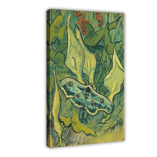 Toile Van Gogh papillon paon haut de gamme avec cadre à suspendre de 20,3 x 30,5 cm
