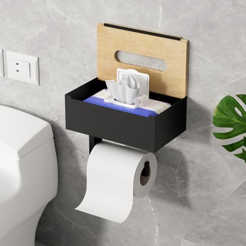 Toiletpapierhouder met box voor vochtige doekjes, zonder boren, zelfklevend