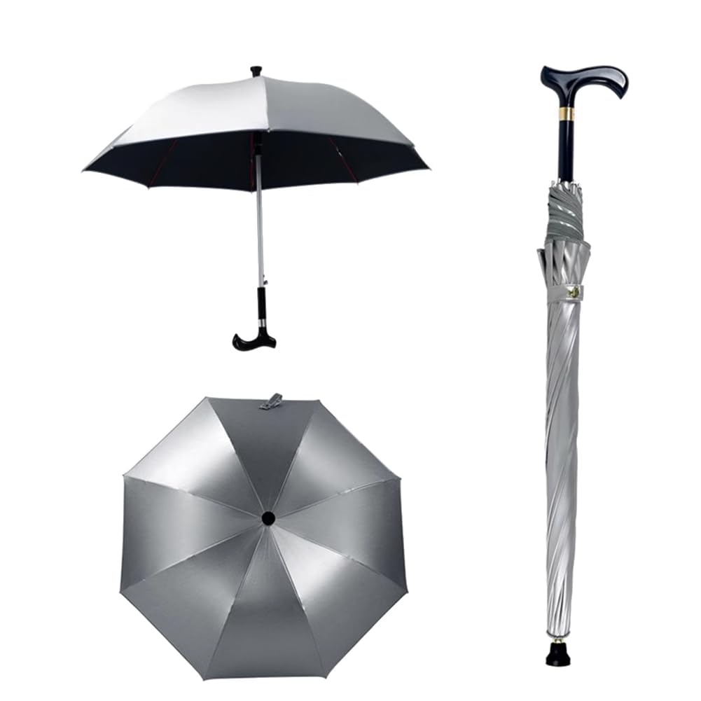 Ombrello da passeggio multifunzione, asta dritta in alluminio leggero resistente all'usura, antiscivolo per arrampicata turismo con manico lungo ombrello stampella